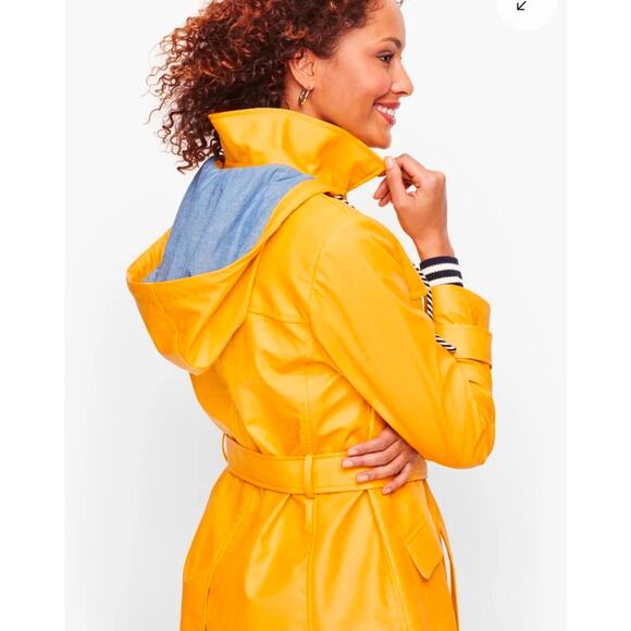 Talbots Yellow Long Hooded Trench Coat 3X - Picture 3 of 9